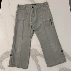 Eddie Bauer Blakely Fit Cropped Cargo Capri Utility Pants Women's 8 Sage Green